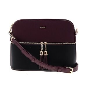 LoveVook Two-Tone Plum and Black Vegan Crossbody Bag with Tassel Detail